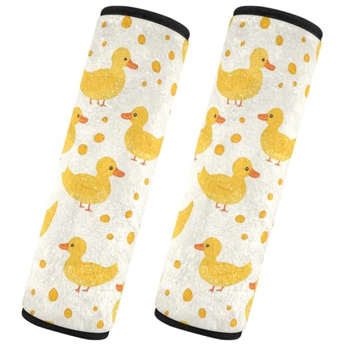 Seat Belt Covers 2 Pack Yellow Duck Car Seat Strap Covers Super Soft Dots Car Seat Neck Cover for Boys Girls Adults Babies M