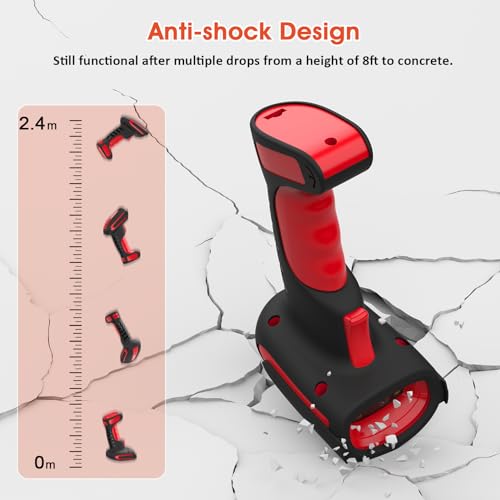 Symcode MJ-1911-RED 2D Industrial Barcode Scanner With Stand 433 Wireless 1968 Feet Transmission Distance Usb Qr Automatic Barcode Reader Handhold Hands-Free Bar Code Scanner thumb #5