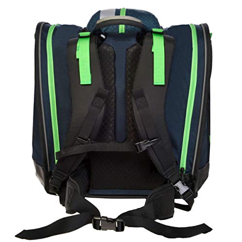 Kulkea Boot Trekker Ski Boot Backpack - Ski Boot Bag With External Helmet Sling For Maximum Gear & Boot Storage - Durable, Spacious, & Water Resistant Backpack (Cobalt Blue/Green) #TOP3
