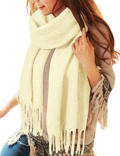 heekpek Bufanda Mujer Invierno Pasminas Regalos Navidad Chal Bufandas para Mujer Grande Larga, Amarillo Claro