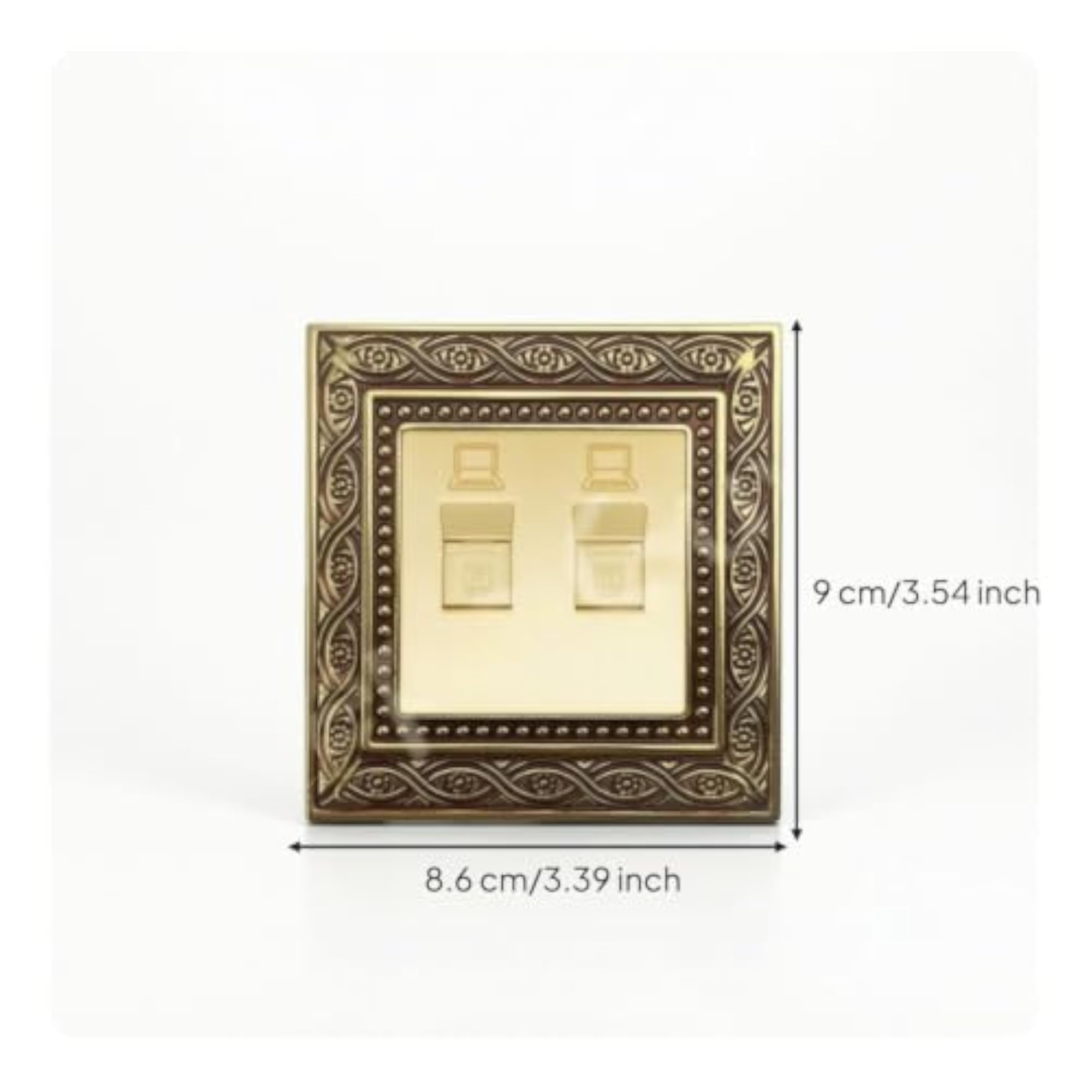 Antique Brass Outlet Faceplate with Floral Relief