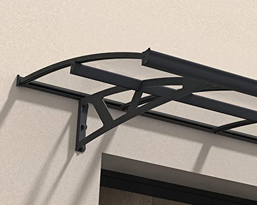 Canopia by Palram Vordach für Haustür Amsterdam 2230 Pultvordach 223 x 139 cm Grau Sonnenschutz Haustürvordach inkl. Regenrinne