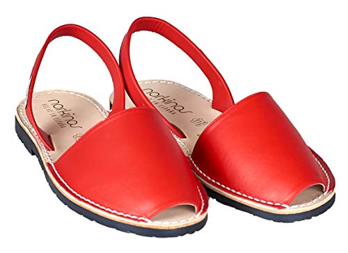 Women's Flat, Handmade, Eco-Friendly Avarcas (6, Red)4