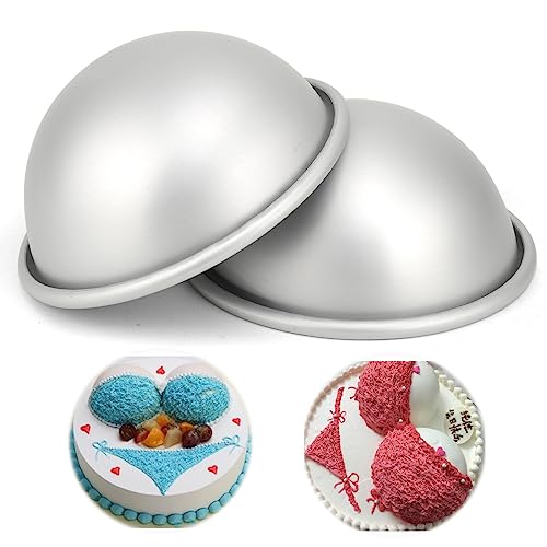 Cayanmydery 4 Inch Dome Cake Pan 2 PCS Football Hemisphere Cake Mold 3D Soccer Aluminum Cake Decorating Mold Nonstick Baking Tool