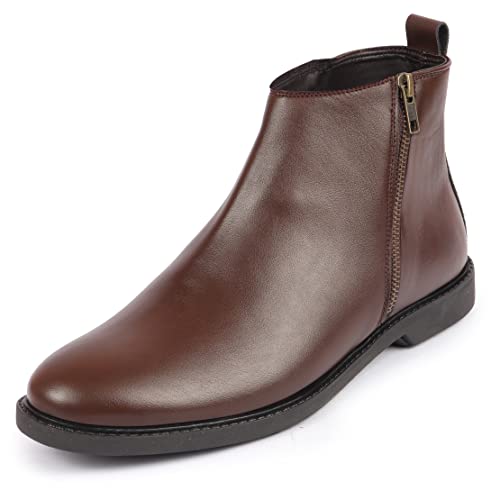 Image of FAUSTO Mens High Ankle Zipper Closure Chelsea Boots | Winter Riding Formal & Casual Style Shoes For Denim Outfits