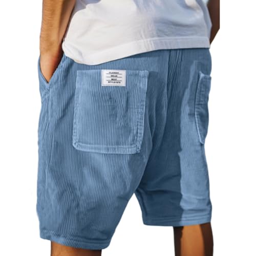 Mokaloha Pants, Mens Corduroy Shorts 5 Inch Inseam, Men's Stylish Multi-Pocket Vintage Simple Embroidered Shorts