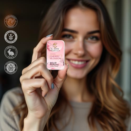 Japanese Cherry Blossom Solid Perfume | Alcohol-Free, Elegant Floral & Fruity Fragrance | 12g Non-Greasy Solid Perfume for Women | Long-Lasting & Timeless Scent