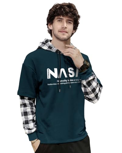 Image of EYEBOGLER Mens Regular Fit Hooded Neck Full Sleeve Tshirt
