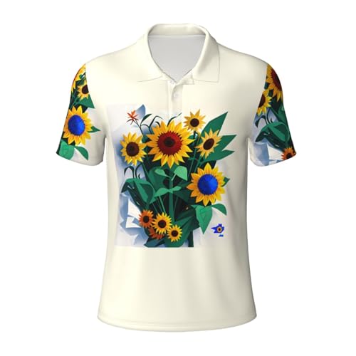 Polo homme respirant anti-chaleur imprimé tournesol pour rester au frais au travail