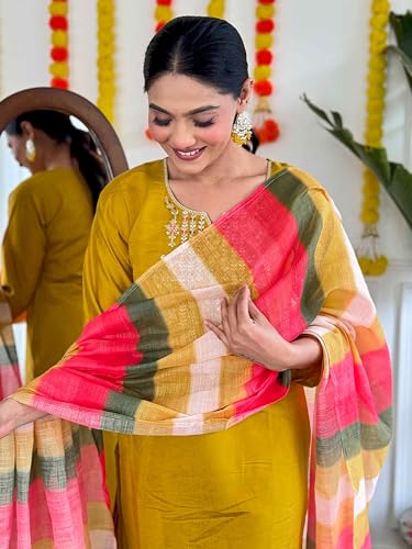Image of Shiv Textiles Chanderi Solid Regular Kurta Sets for Women (JDA-ZIA-MUSTURD-S