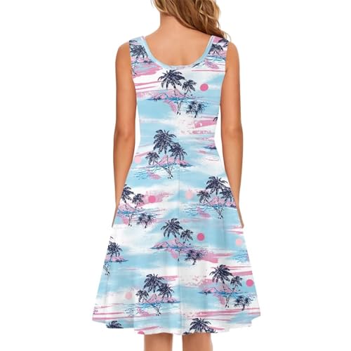 Image of Dreaweet Casual Sleeveless Dresses for Women Girls, Round Neck Tank Dresses with Pockets Summer Sundress Size XS-4XL