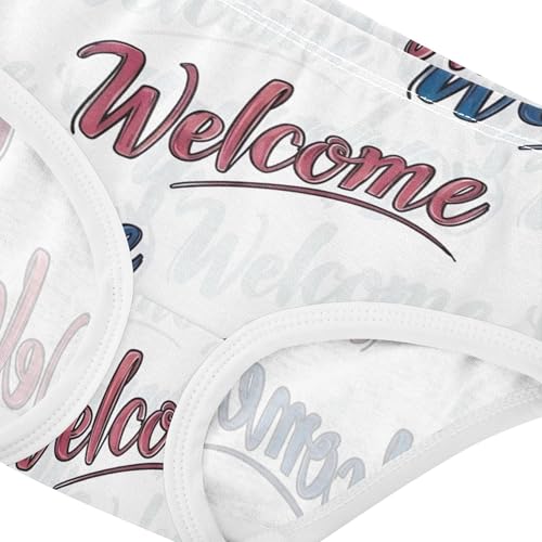 Toddlers Underwear Floral 2t Cotton Girl Panties Cute Animal Kids Undies Briefs Elegant Calligraphy Welcome White4