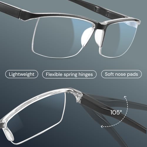 Image of Gaoye Executive Style Reading Glasses Men - Durable Readers with Blue Light Filtering- Comfortable Fit with TR90 Frames