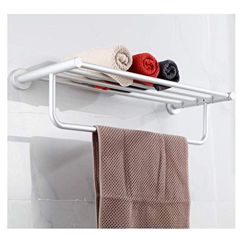 Porte-serviettes mural multifonctionnel double couche argenté avec support - 3
