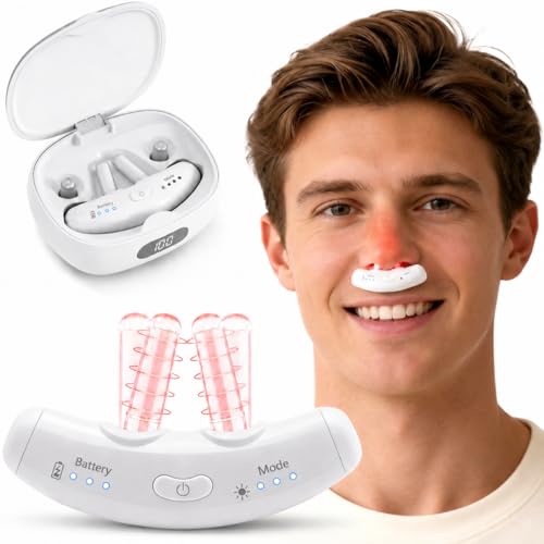 Red Light & Blue Light Therapy for Nose LED Nasal Device for Dry Nose & Sinus Comfort USB-Rechargeable Light Therapy with Charging Case