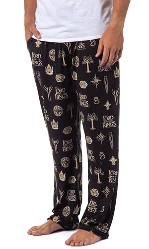 The Lord Of The Rings Mens' Tossed Print Movie Film Title Logo Pajama Pants