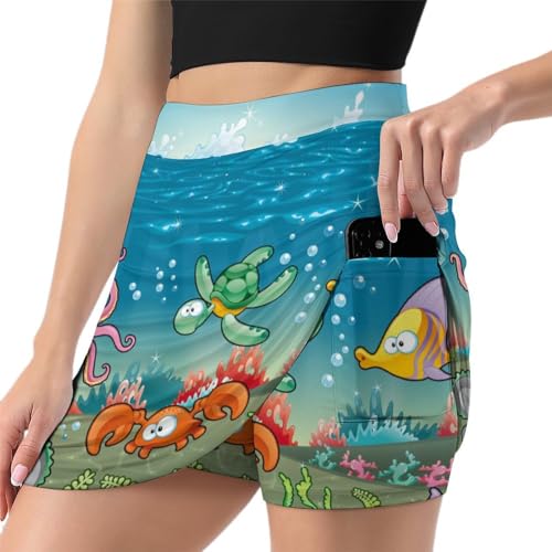 Jupe de tennis anti-frottement avec short et poche femme