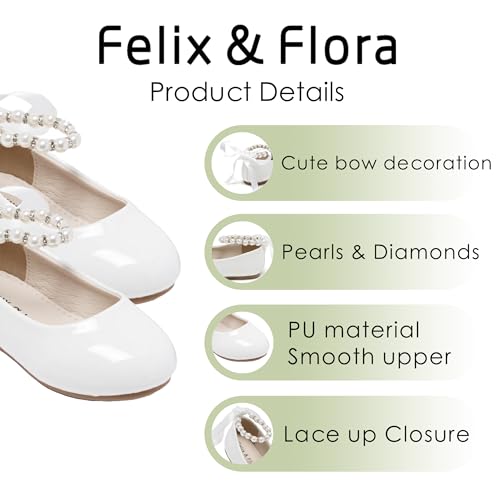 Image of Felix & Flora Girls Toddler Little Ballet Shoes - Flower Girls Mary Jane Flats Dress Shoes Party Wedding