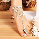 Metalle: Zink-Legierung Fuß Anklet Braut-Accessoires Frauen Mode-Anhänger Quaste Strass Kristall Fußkette Strand Fuß Toe Schmuck (Metal Color : A1)