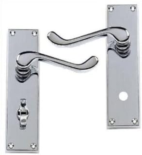 Victorian Scroll Polished Chrome Lever Bathroom WC Door Handles (58224)