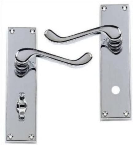 Victorian Scroll Polished Chrome Lever Bathroom WC Door Handles (58224)