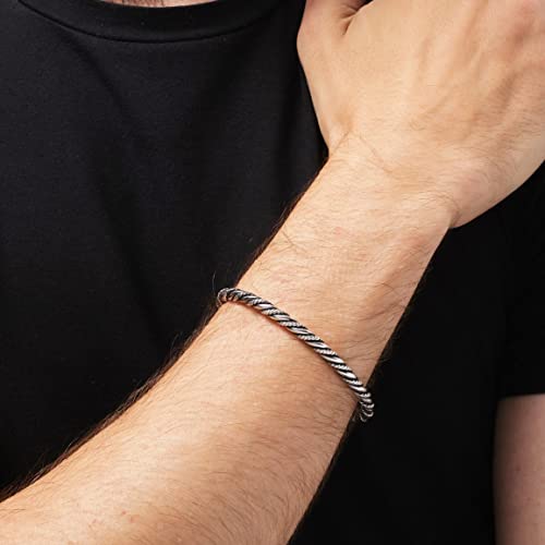 Men's Silver Bangle Bracelet - Solid 925 Silver Rope Twisted Bangle Bracelet For Men and Women3