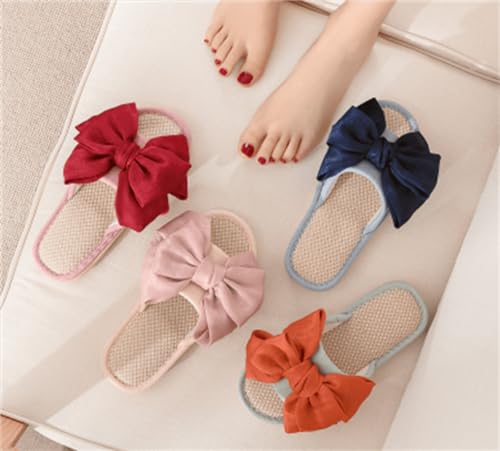 Bow Flax Slipper with Clean Girl Aesthetic Cute and Stylish Hotel Slippers for Women Non-Slip Chic Summer Comfort3