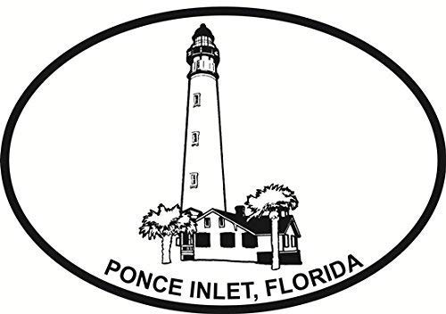 Vinyl Overlays 720 Ponce de Leon Inlet Light Euro Oval Bumper Sticker 5"