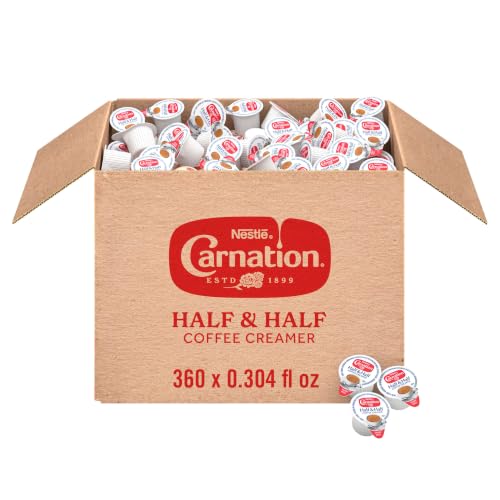 Image of Nestle Carnation Coffee Creamer Half and Half, Made with Real Dairy, 0.304 fl oz Tubs (Pack of 360)