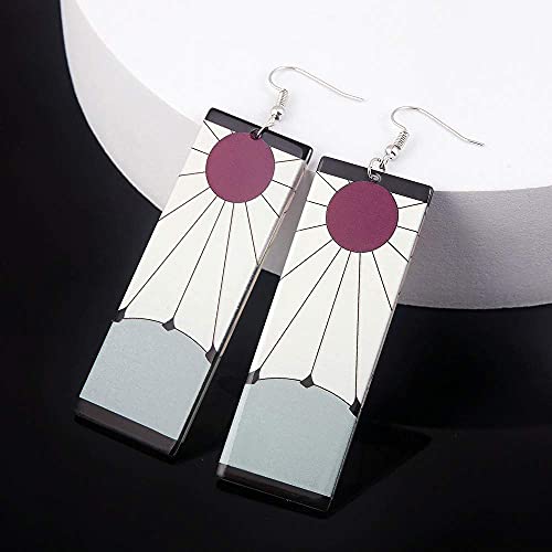 Anime Kamado Tanjiro Hanafuda Earrings - Kimetsu No Yaiba Tanjiro Earrings - Cosplay Accessories For Womens Girls (White Hook Earrings) #TOP4