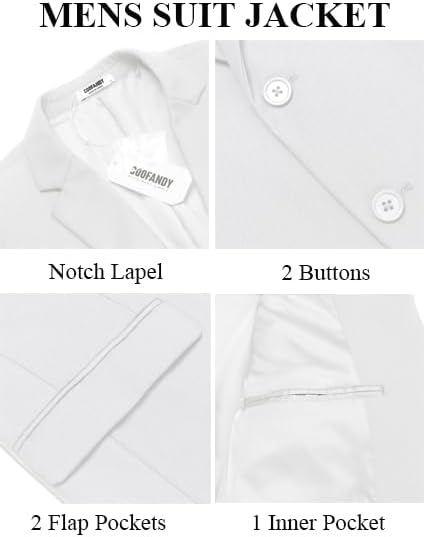COOFANDY Men's 3 Pieces Suits Classic Fit 2 Buttons Dress Suit Set Wedding Business Dinner Prom Jacket Vest Pants - Image 6