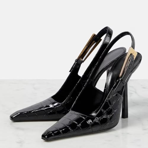 Mattiventon Slingback Stiletto High Heels for Women Pointed Toe High Heels Backless Patent Leather Heels Fashion Dress Shoes for Women2