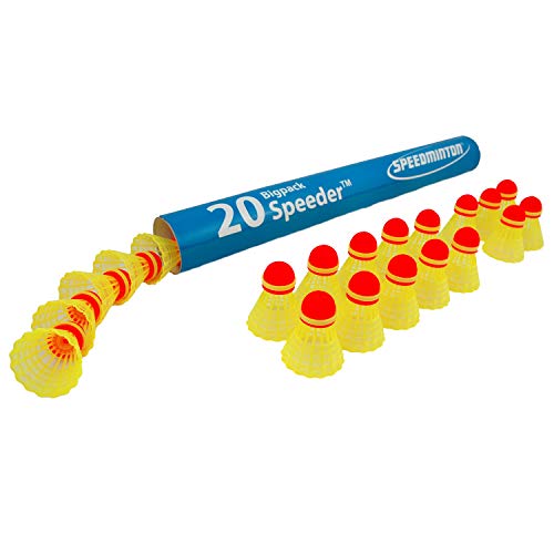 Speedminton Speeder Big Tube Match 20pcs Volante para Jugar Adultos Unisex Amarillo, 40