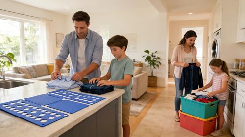 Heanvmyss Wäsche Faltbrett – Falthilfe für T-Shirts, Pullover & Kleidung | Zusammenleghilfe für Kinder & Erwachsene | Faltenbrett für schnelles Ordnen