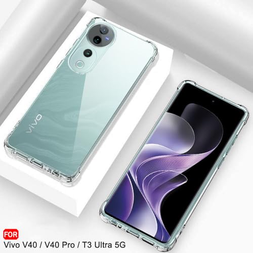Image of TheGiftKart Crystal Clear Back Cover Case for Vivo V40 / V40 Pro / T3 Ultra 5G | Shockproof Soft TPU Case | Cushioned Edges for Ultimate Protection Back Cover Case (TPU, Transparent)