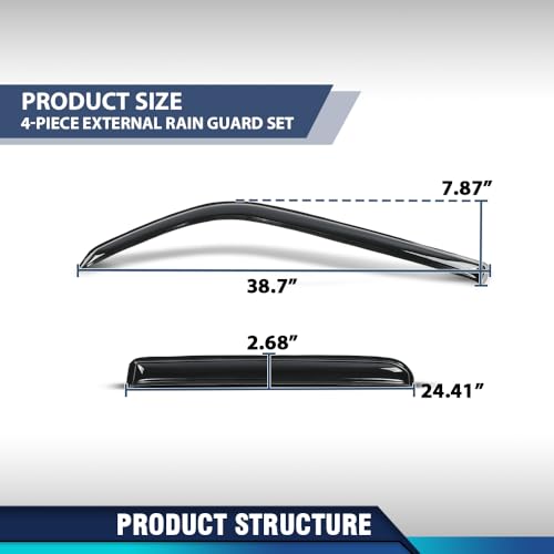 Image of PIT66 Outside Mount Vent Window Visor Window Deflectors 4 pcs