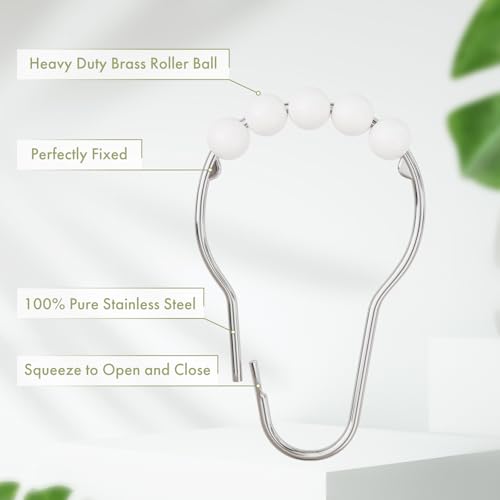image for Amazer Shower Curtain Hooks, Decorative Stainless Steel Shower Curtain