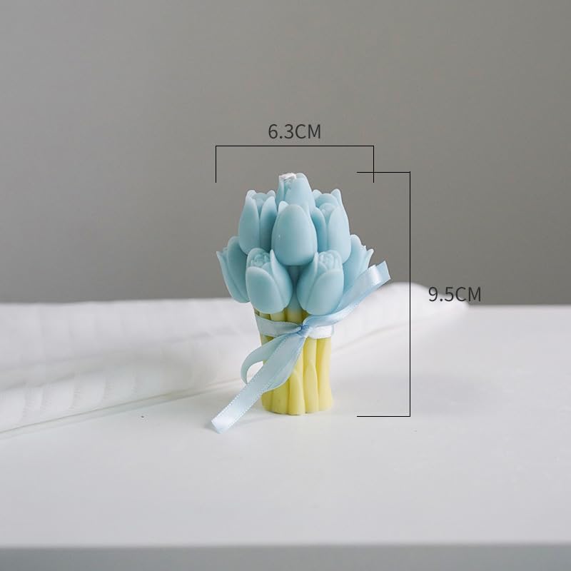 Image of Blue Tulip Scented Candle, Premium Wax, Soothing Fragrance, Ideal Gift for Home Decor Special Occasions, Enhances Home Aesthetic