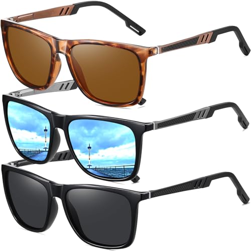 LEDING&BEST Polarized Sunglasses Mens Womens Lightweight Square Frame UV400 for Driving Fishing Travel Sports Sun glasses