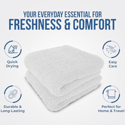 Image of DAN RIVER 12 Pack Wash Cloths for Showering [12x12] - 100% Cotton Washcloths Premium Quality Flannel Face Cloths for Bathroom, Highly Absorbent and Soft Feel Wash Clothes, White