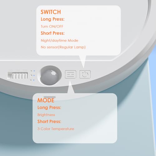 Rechargeable Motion Sensor Ceiling Light, LED Ceiling Lights with Remote, 5000mAh Battery, 3 Colour & Dimmable 10%-100%, Wireless Mount Sensor Lights for Hallway, Garage, Stairs - Image 4