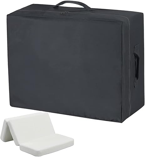 Skyour - Funda de transporte para colchón de tres pliegues, impermeable, plegable, de espuma viscoelástica, estrecha, tamaño individual, bolsas de