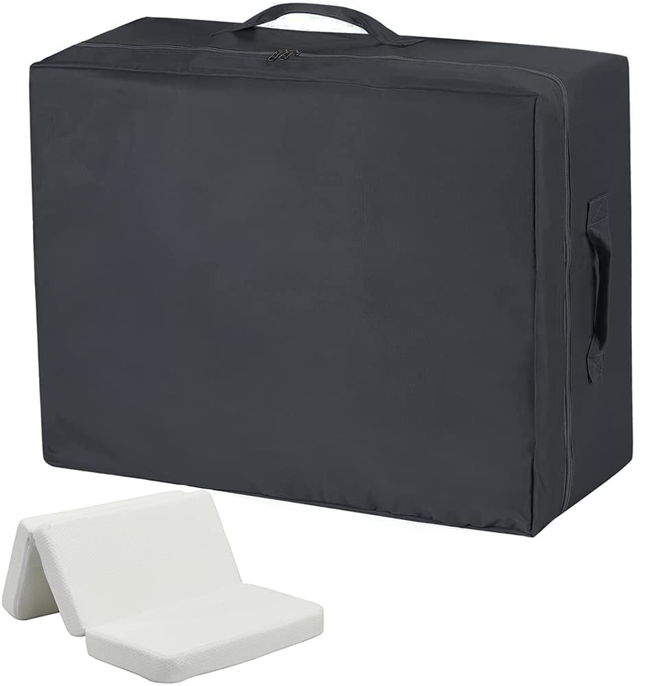 Skyour Tri-Fold Mattress Carry Case Bag Waterproof Foldable Memory Foam Narrow Twin Mattress Cases Cover Sturdy Carrying Storage Bags for Tri-Fold Guest Bed Mattress (40x18x28in,fit up to 4-6" Twin)