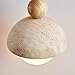 DLSixYi 2PCS Japanese Style Wabi Sabi Natural Stone Shade Spherical Pendant Light Retro Mini Pendant Lamp Nordic Pendant Lighting for Kitchen Island Dining Room - Solid Wood Hainging Light G9