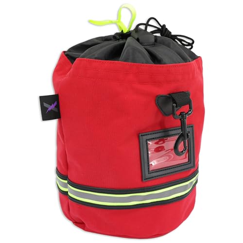 Lightning X Firefighter SCBA Mask Bag Premium Nylon Fleece Lined Drawstring Facepiece Storage with Swivel Snap Hook Air Pack Mask Protector Gear (Red)