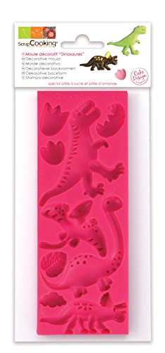 Scrapcooking 3449 Dinosaures Moule Pâte Silicone Rose 21,7 x 9,5 x 0,8 cm