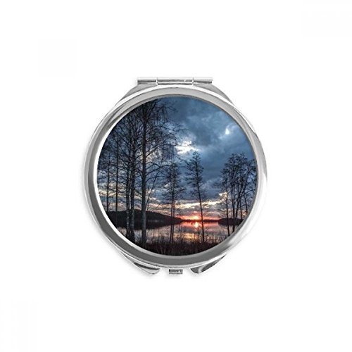 Miroir rond maquillage de poche portable paysage de nature