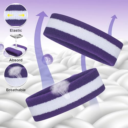 Image of ONUPGO Sweatband Set Sports Headband Wristband Set Sweatbands Terry Cloth Wristband Wrist Sweatband Headbands Moisture Wicking Sweat Absorbing Head Band
