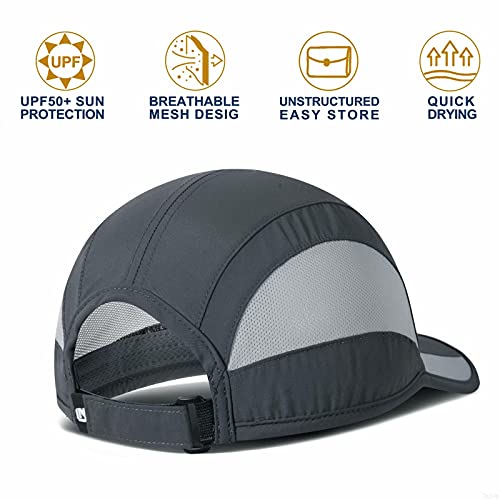 GADIEMKENSD Quick Dry Sports Hat Lightweight Breathable Soft Outdoor Run Cap (Classic up, Deep Gray)