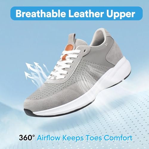 Men's Breathable Leather Athletic Shoes with 8cm/3.15" Hidden Elevator – Anti-Slip Lightweight Shock-Absorbing Rubber Sole, Built-in Insole for Discreet Height & All-Day Comfort3